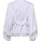 White Ruffled Lace Embellished Blouse Top