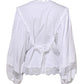 White Ruffled Lace Embellished Blouse Top