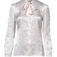 White Ascot Collar Long Sleeve Blouse Top