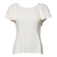 White Round Neck Short Sleeves Blouse Top