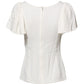 White Round Neck Short Sleeves Blouse Top