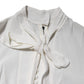 White Viscose Ascot Collar Long Sleeves Top