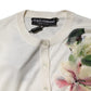 White Silk Lily Embellished Cardigan Sweater