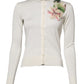 White Silk Lily Buttoned Cardigan Sweater