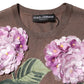 Brown Lily Embellished Round Neck Blouse Top
