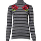 Gray Floral Embroidery Pullover Sweater