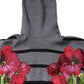 Gray Floral Embroidery Pullover Sweater