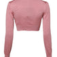 Pink Silk Cropped Crew Neck Cardigan Sweater