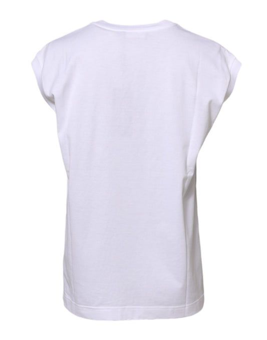 White Cotton Sleeveless Women Tank T-shirt