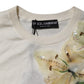 White Silk Lily Embellished Pullover Sweater