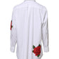 White Rose Embroidery Collared Shirt Top