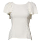 White Round Neck Short Sleeves Blouse Top
