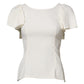 White Round Neck Short Sleeves Blouse Top