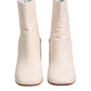 White Calf Leather Can Heel Boots Shoes
