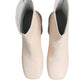 White Calf Leather Can Heel Boots Shoes