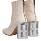 White Calf Leather Can Heel Boots Shoes