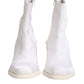 White Square Heel Zip Ankle Boots Shoes