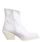 White Square Heel Zip Ankle Boots Shoes