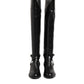 Black Leather Buckled High Boots Shoes