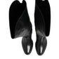 Black Leather Buckled High Boots Shoes