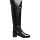 Black Leather Buckled High Boots Shoes