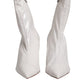 White Stiletto Heels Mid Calf Boots Shoes