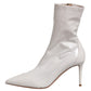 White Stiletto Heels Mid Calf Boots Shoes