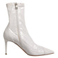 White Stiletto Heels Mid Calf Boots Shoes