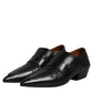 Black Soft Leather Loafer Pointed Toe Slip On Shoes