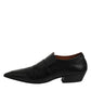 Black Soft Leather Loafer Pointed Toe Slip On Shoes