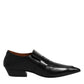 Black Soft Leather Loafer Pointed Toe Slip On Shoes
