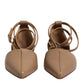 Beige Leather Pointed Toe Sandals Ballet Flat Shoes