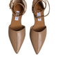 Beige Leather Pointed Toe Sandals Ballet Flat Shoes