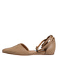 Beige Leather Pointed Toe Sandals Ballet Flat Shoes
