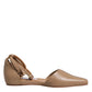 Beige Leather Pointed Toe Sandals Ballet Flat Shoes