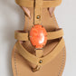 Brown Flip Flops Zipper Ankle Strap Shoes