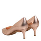 Pink Leather Pumps Stiletto Heels Slip On Shoes