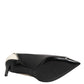 White Black Leather Pointed Toe Heels Shoes
