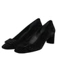 Black Suede Leather Slip On High Heels Pump Shoes