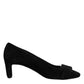 Black Suede Leather Slip On High Heels Pump Shoes