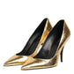 Gold Patent Leather High Heels Pump Shoes