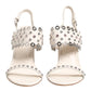 White Block Heeled Studded Quarter Strap Sandals Shoes