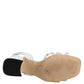 White Block Heeled Studded Wrap Strap Sandals Shoes