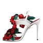 White Leather Floral Detailing Sandals Shoes