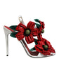 White Leather Floral Detailing Sandals Shoes