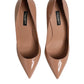 Beige Patent Leather Stiletto Heel Pump Shoes