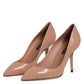 Beige Patent Leather Stiletto Heel Pump Shoes