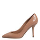 Beige Patent Leather Stiletto Heel Pump Shoes