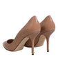 Beige Patent Leather Stiletto Heel Pump Shoes