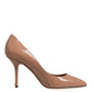 Beige Patent Leather Stiletto Heel Pump Shoes